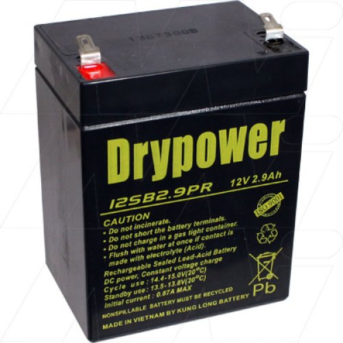 Drypower 12V 2.9Ah Sealed Lead Acid Battery - 12SB2.9PR