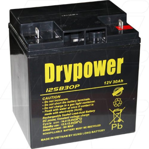 Drypower 12V 30Ah Sealed Lead Acid Battery - 12SB30P