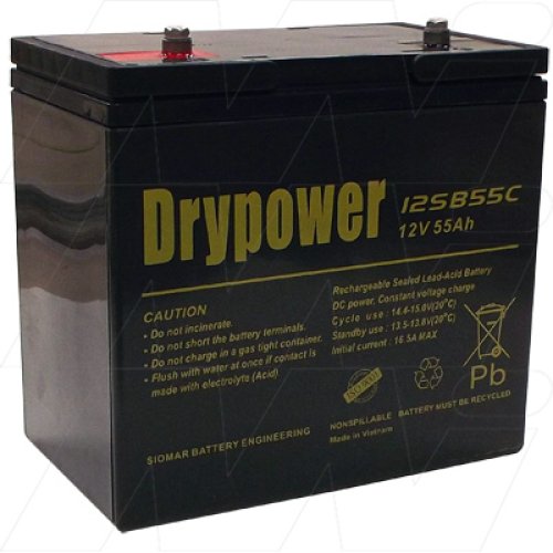 Drypower 12V 55Ah Sealed Lead Acid Battery - 12SB55CL
