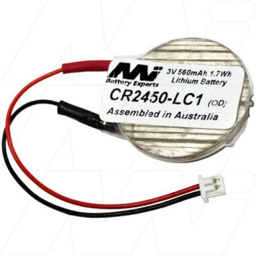 Lithium Coin Cell Battery with Connector - CR2450-LC1