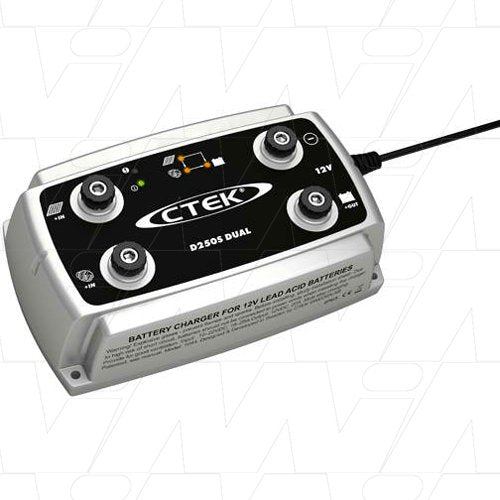 The CTEK D250S DUAL is a fully automatic 5-stage charger that supplies  20A to 12V bat - D250S