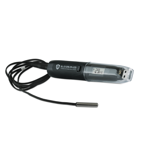 EasyLog 21CFR-Compatible Thermistor Probe Data Logger with LCD with calibration