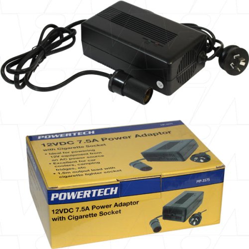 Regulated Switchmode Power Supply 100-240VAC to 12VDC 7.5A with Cigarette Socket - MP3575