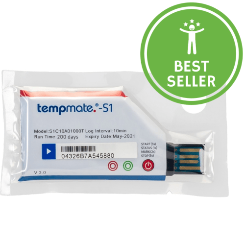 Tempmate S1 V3 Single Use Temperature Logger. Minimum order of 20 units. Bulk Pricing Available