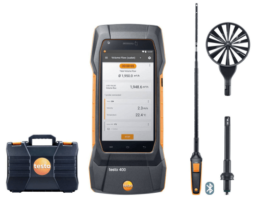 Testo 400 air flow kit with hot wire probe