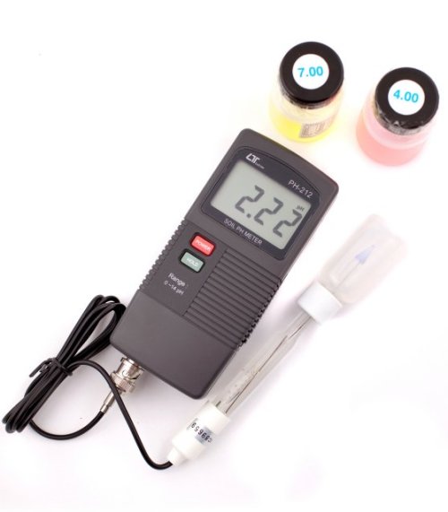 Soil pH Meter Kit with Buffer Solutions & Case - PH212