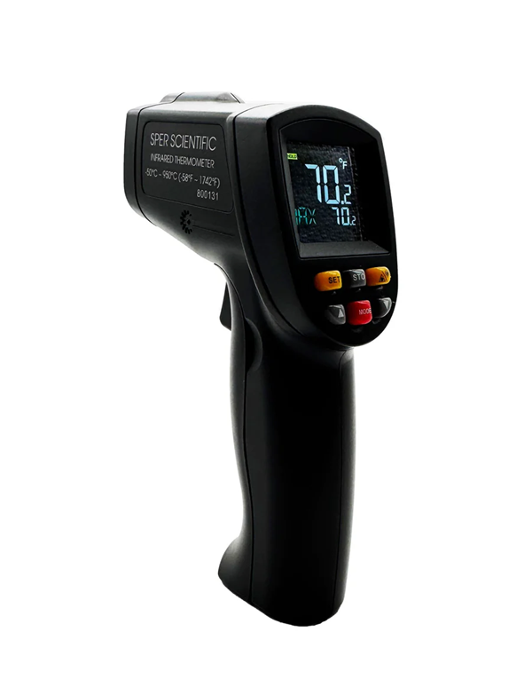 800131 Infrared Non-Contact High Temp Thermometer with Color LCD and Laser Sight 12:1 / 950°C