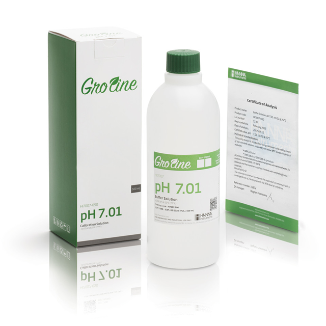 GroLine pH 7.01 Calibration Buffer (500 mL) - HI7007-050