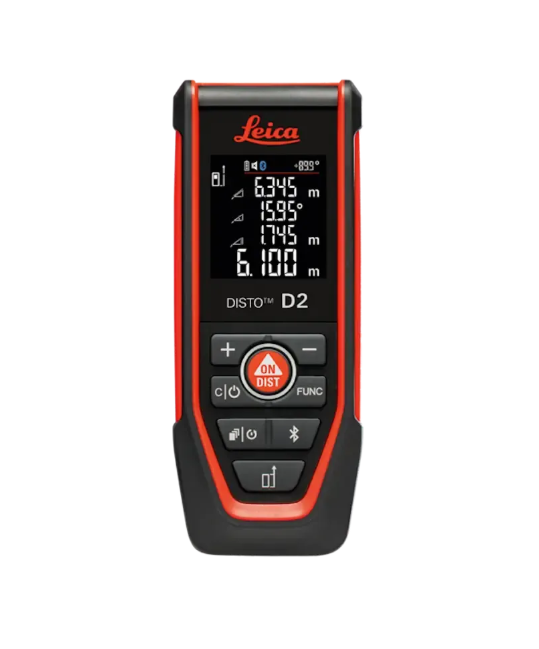 Leica DISTO D2 Red Beam Distance Meter (150m, Tilt Sensor, BT, NFC) - LG986858