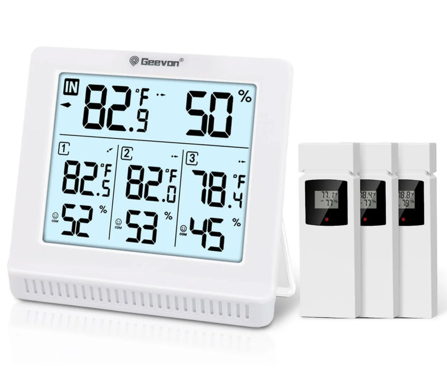 Geevon WS0190-3TX Indoor Outdoor Thermometer Wireless with 3 Remote Sensors - WS0190-3TX