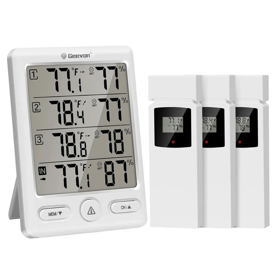 Geevon WS8646-3TX Wireless Thermometer with 3 included Remote Sensors - WS8646-3TX