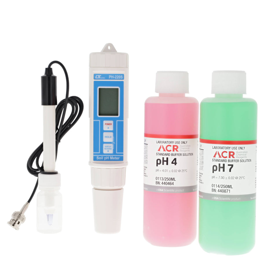Soil pH Meter with Separate Electrode & buffer solutions - PH220S-KIT