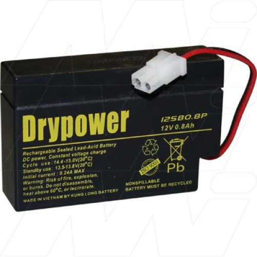 Drypower 12V 0.8Ah Sealed Lead Acid Battery - 12SB0.8P