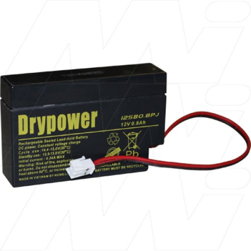 Drypower 12V 0.8Ah Sealed Lead Acid Battery - 12SB0.8PJ