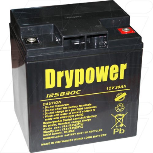 Drypower 12V 30Ah Sealed Lead Acid Battery - 12SB30C