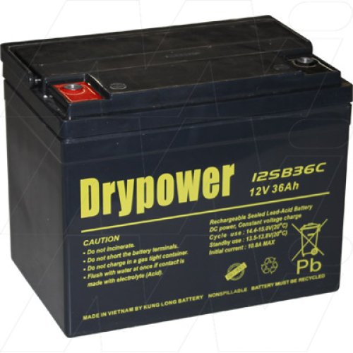 Drypower 12V 36Ah Sealed Lead Acid Battery - 12SB36C