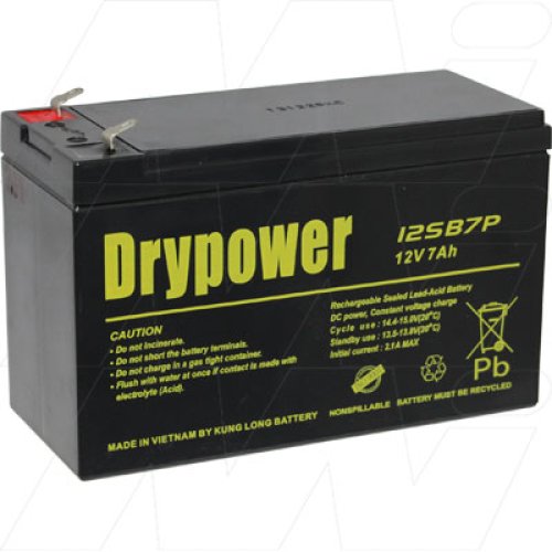 Drypower 12V 7Ah Sealed Lead Acid Battery - 12SB7P-F1