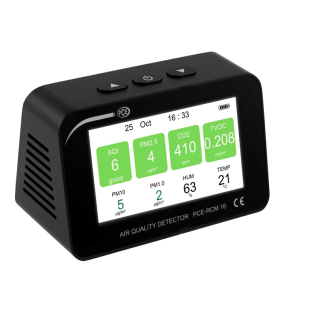Air Quality Monitor for TVOC, CO2, PM1, PM 2.5, PM10, Temp/RH - PCE-RCM-16