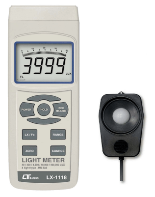 Light Meter, LCD Display with Bar Graph, 4 Light Type Selection