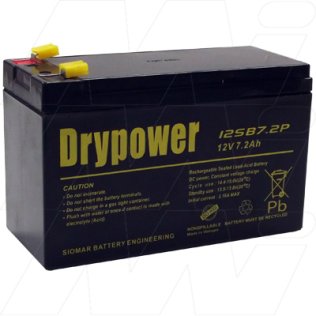 Drypower 12V 7.2Ah Sealed Lead Acid Battery - 12SB7.2P-F1