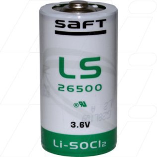 LS26500 C size Saft Lithium 3.6V Thionyl Chloride Battery - Bobbin Type - LS26500
