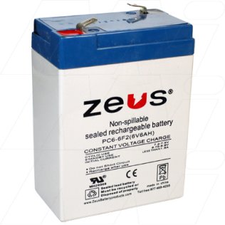Zeus PC6-6 Sealed Lead Acid Battery Valve Regulated (AGM Type) - PC6-6F2