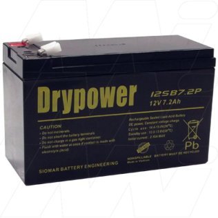 12SB7.2P-F2 - Drypower 12V 7.2Ah Sealed Lead Acid Battery