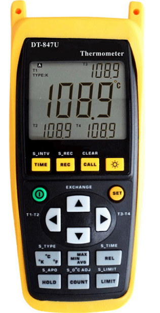 Discontinued - Hand Held 4 Channel Temperature Indicator with Data Logging - IC-DT-847U - Discontinued
