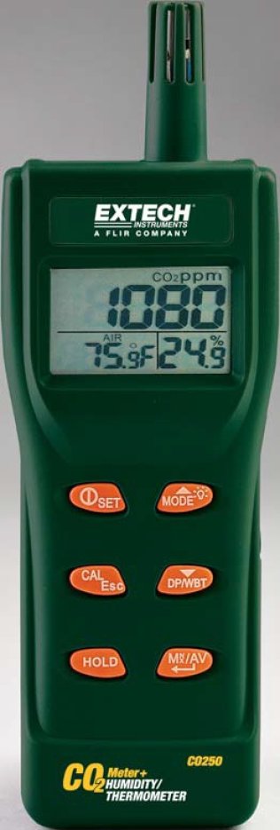 EXTECH CO250, Portable Indoor Air Quality CO2 Meter-Datalogger