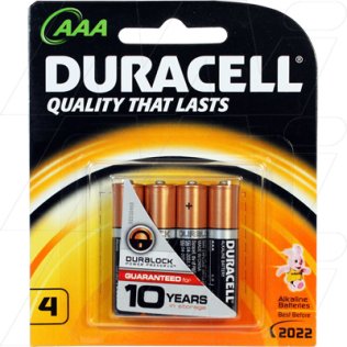 MN2400B4 - Duracell Coppertop Alkaline AAA, LR03 size Battery