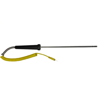 Thermocouple Hand Probe Air Type K 6.0 Mm Dia X 250 Mm Long With 2 Mtr Curly Cord Lead And Mini Plug Maximum Temperature 300 Deg C