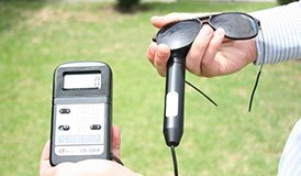 Figure 2. The UV sensor was covered by the lens of the cheap sunglasses and it blocked all of the UV. The polarised sunglasses and regular glasses were measured in a similar manner.
